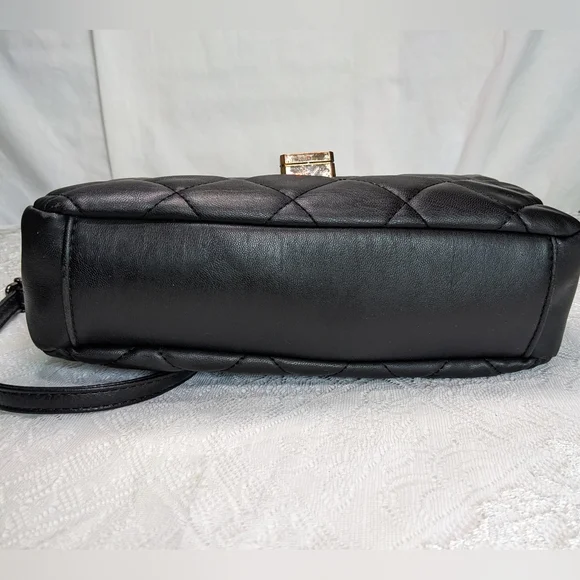 Badgley Mischka Vegan Leather Crossbody, Black Diamond-Quilted Pyramid-Studded - Picture 4 of 16